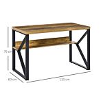 Homcom Writing Desk Computer Table Home Office Pc Laptop Workstation Storage Shelf Black Brown Wood Effect