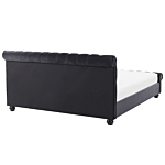 Waterbed Black Velvet Upholstery Black Wooden Legs Super King Size 6ft Buttoned Glam Beliani