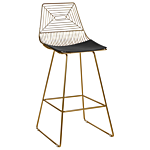 Set Of 2 Dining Chairs Gold Metal Steel With Faux Leather Seat Pad Beliani