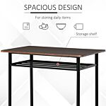 Homcom Bar Table Set, Bar Set-1 Bar Table And 2 Stools With Metal Frame Footrest And Storage Shelf, For Kitchen, Dining Room, Pub, Cafe, Black And Oak