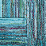 Area Rag Rug Blue Turquoise Stripes Cotton 140 X 200 Cm Rectangular Hand Woven Beliani