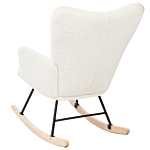 Rocking Chair White Boucle Fabric Upholstery Wooden Legs Skates Modern Biscuit Tufting Beliani