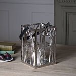 Silver Stag Hurricane Square Lantern With Black Strap