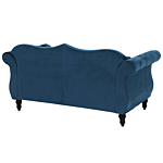 Sofa Blue Velvet 2 Seater Nailhead Trim Button Tufted Throw Pillows Rolled Arms Glam Beliani