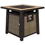 Outsunny 50,000 Btu Gas Fire Pit Table With Cover And Glass Beads, Brown