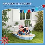 Outsunny Wooden Kids Sandbox Pirate Ship Design Blue