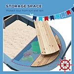 Outsunny Wooden Kids Sandbox Pirate Ship Design Blue