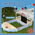 Outsunny Wooden Kids Sandbox Pirate Ship Design Blue