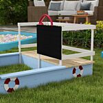 Outsunny Wooden Kids Sandbox Pirate Ship Design Blue