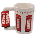 Novelty Ceramic Shaped Handle Telephone Box Mug