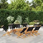 Vidaxl Folding Garden Chairs 8 Pcs Black Solid Wood Acacia