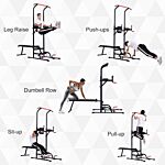 Homcom Steel Strength Training Power Tower Pull Up Station Black/red