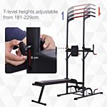 Homcom Steel Strength Training Power Tower Pull Up Station Black/red