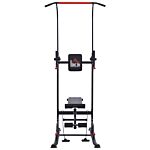 Homcom Steel Strength Training Power Tower Pull Up Station Black/red