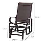 Outsunny Outdoor Gliding Rocking Chair With Sturdy Metal Frame Garden Comfortable Swing Chair For Patio, Backyard And Poolside, Brown