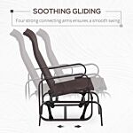 Outsunny Outdoor Gliding Rocking Chair With Sturdy Metal Frame Garden Comfortable Swing Chair For Patio, Backyard And Poolside, Brown