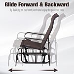 Outsunny Outdoor Gliding Rocking Chair With Sturdy Metal Frame Garden Comfortable Swing Chair For Patio, Backyard And Poolside, Brown