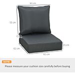 Outsunny Outdoor Seat And Back Cushion Sets, 63l X 55w X 15dcm Olefin Patio Deep Seating Chair Fade Resistant Replacement Cushion For Rattan Sofa, Indoor Or Outdoor Furniture, Dark Grey