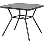 Outsunny Square Outdoor Table, Patio Bistro Coffee Table With Faux-marbled Top And 42mm Umbrella Hole For Garden