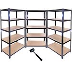 Monster Racking T-rax Warehouse & Garage Metal Shelving, Black, 90cm W, 45cm D, Set Of 10