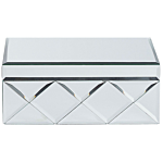 Jewellery Box Silver Steel Glass Mirrored Decorative Storage Organizer 25 X 18 X 11 Cm Modern Glam Accent Piece Beliani