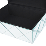 Jewellery Box Silver Steel Glass Mirrored Decorative Storage Organizer 25 X 18 X 11 Cm Modern Glam Accent Piece Beliani