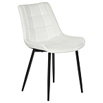 Set Of 2 Dining Chairs Off-white Velvet Black Steel Legs Modern Upholstered Chairs Beliani