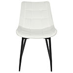 Set Of 2 Dining Chairs Off-white Velvet Black Steel Legs Modern Upholstered Chairs Beliani