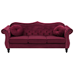 Living Room Set Red Velvet 2 Seater 3 Seater Nailhead Trim Button Tufted Throw Pillows Rolled Arms Glam Beliani