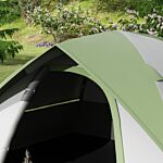 Outsunny 4-5 Man Single Room Camping Tent, 3000mm Waterproof, With Sewn-in Groundsheet And Carry Bag, Grey And Green