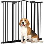 Pawhut Metal Pet Safety Gate Dog Gate Folding Fence, Black