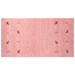 Wool Area Rug Pink 80 X 150 Cm Hand Tufted Western Motif Rustic Modern Design Beliani