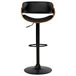 Bar Stool Dark Wood With Black Faux Leather Seat Footstool Swivel Gas Lift Adjustable Height Modern Beliani