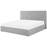 Ottoman Bed Grey Upholstery Eu Super King Size Headboard Storage Function Modern Design Beliani