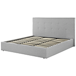 Ottoman Bed Grey Upholstery Eu Super King Size Headboard Storage Function Modern Design Beliani