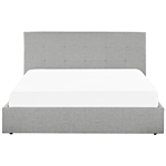 Ottoman Bed Grey Upholstery Eu Super King Size Headboard Storage Function Modern Design Beliani