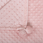Blanket Pink Throw 150 X 200 With Pom Poms Popcorn Texture Soft Coverlet Beliani