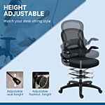 Vinsetto Adjustable Standing Desk Chair With Flip-up Armrests Lumbar Support Armrests Adjustable Footrest Ring Black