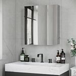 Kleankin Mirror Cabinet For Bathroom, Wall Mounted Medicine Cabinet With Hinged Door, Storage Shelves For Laundry Room