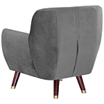 Armchair Grey Velvet Button Tufted Back Wooden Legs Beliani