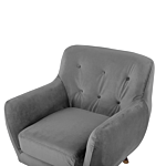 Armchair Grey Velvet Button Tufted Back Wooden Legs Beliani