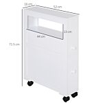 Homcom Mdf Narrow Rolling Bathroom Side Cabinet White