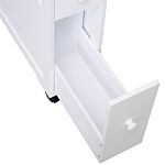 Homcom Mdf Narrow Rolling Bathroom Side Cabinet White