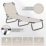 Outsunny Garden Sun Lounger, With Five-position Back - Cream White