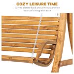Outsunny 2 Seater Garden Swing Chair, Outdoor Wooden Swing Bench Seat