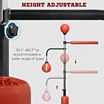 Sportnow 140-205cm Inflatable Punch Bag W/ Reaction Bar Challenge, Freestanding Punching Bag Training Equipment W/ Suction Cups, Mma Equipment, Red