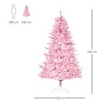 Homcom 6ft Pop-up Artificial Christmas Tree Holiday Xmas Holiday Tree Decoration With Automatic Open For Home Party, Pink