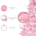 Homcom 6ft Pop-up Artificial Christmas Tree Holiday Xmas Holiday Tree Decoration With Automatic Open For Home Party, Pink