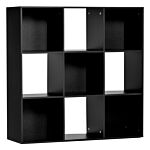 Homcom 3-tier 9 Cubes Storage Unit Particle Board Cabinet Bookcase Organiser Home Office Shelves Black