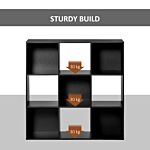 Homcom 3-tier 9 Cubes Storage Unit Particle Board Cabinet Bookcase Organiser Home Office Shelves Black